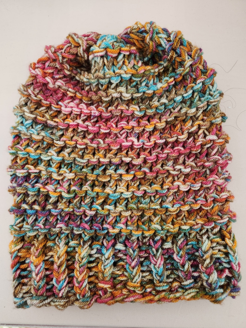 Hand-Knit Multicolor Beanie